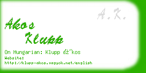 akos klupp business card